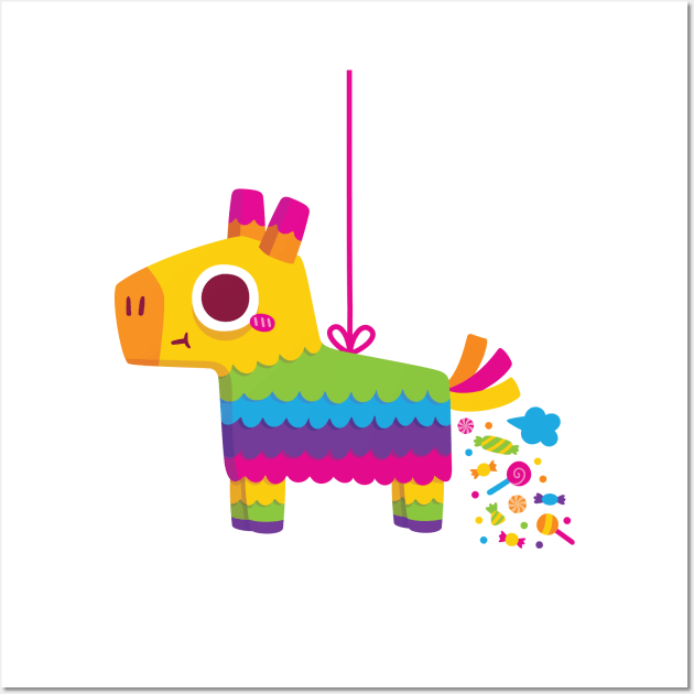 Cute Colorful Fiesta Pinata Donkey Poot Candies Funny Wall Art by rustydoodle